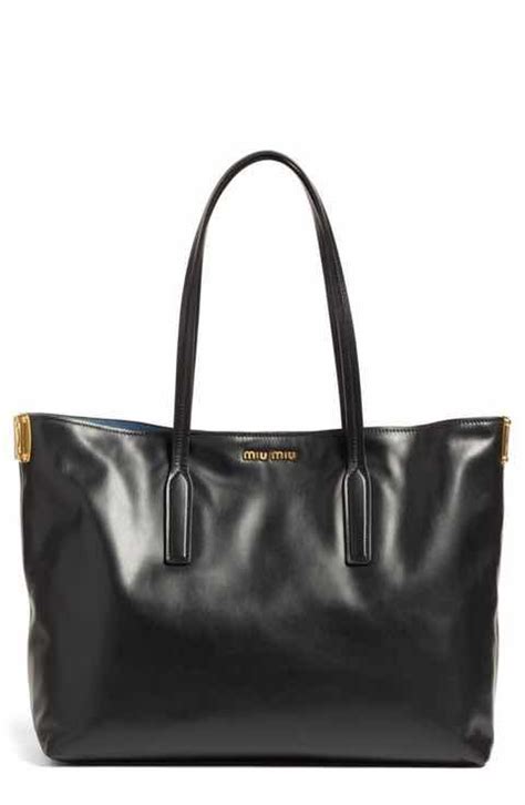 miu miu large calfskin leather shopper